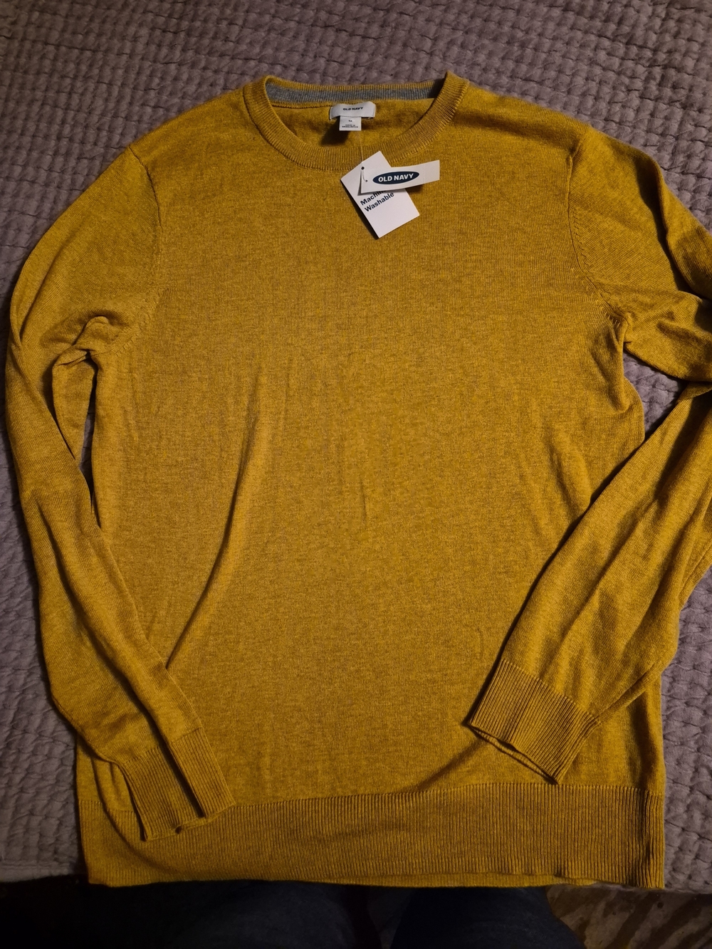 Men's Old Navy Mustard Yellow Crewneck Pullover Sweater